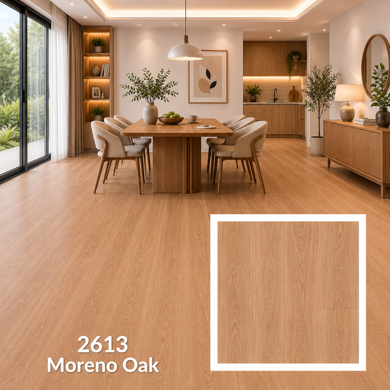 ไม้พื้นลามิเนต หนา 8 มม. 2613 Moreno Oak