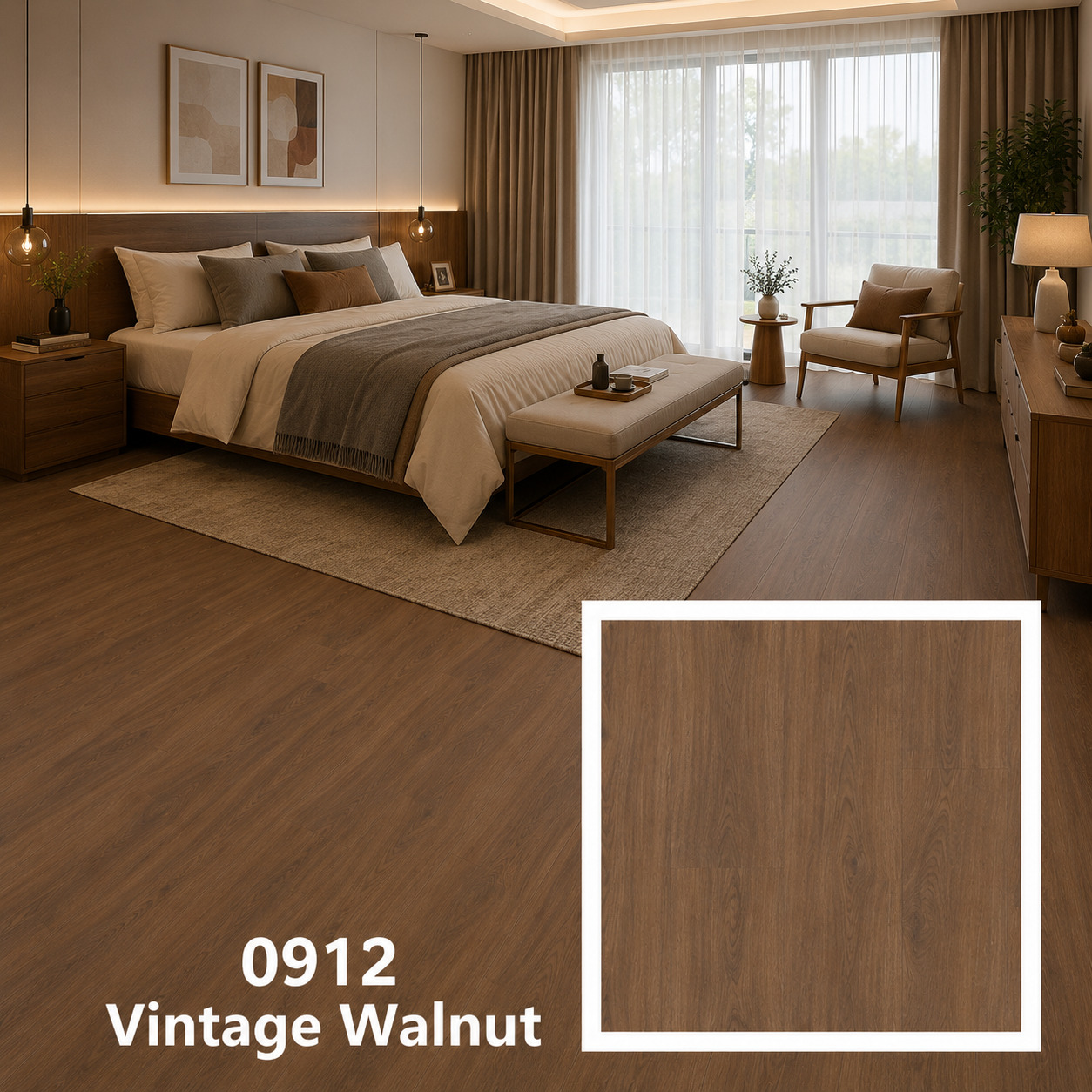 ไม้พื้นลามิเนต หนา 12 มม. 0912 Vintage Walnut