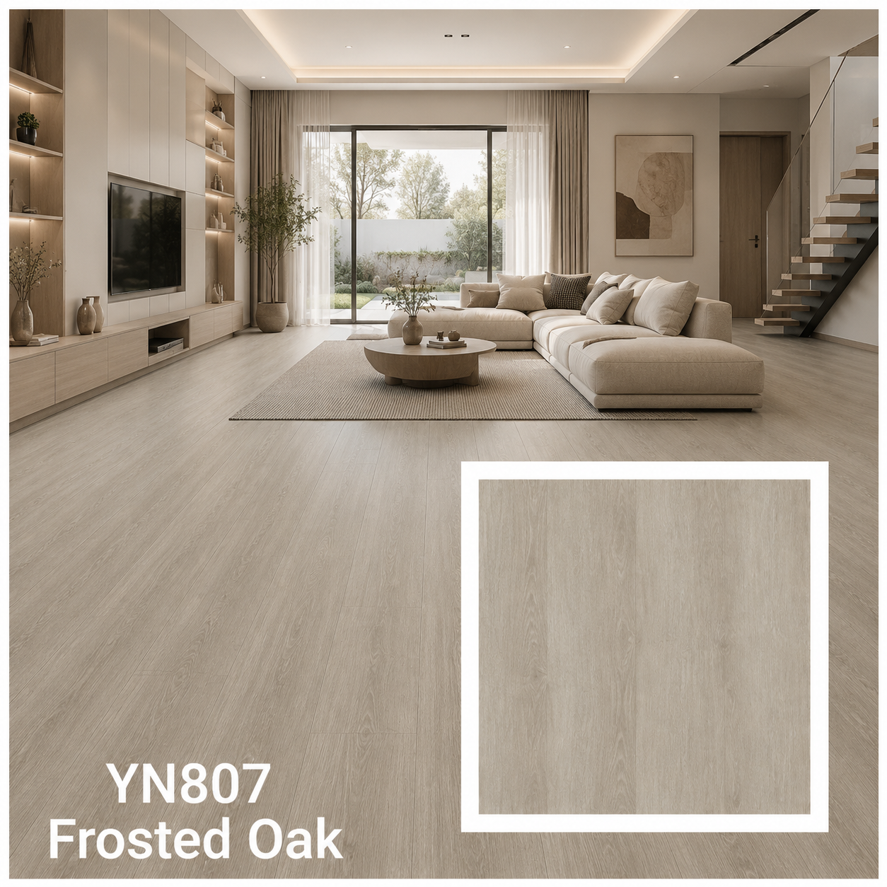 ไม้พื้น SPC หนา 4 มม. YN807 Frosted Oak