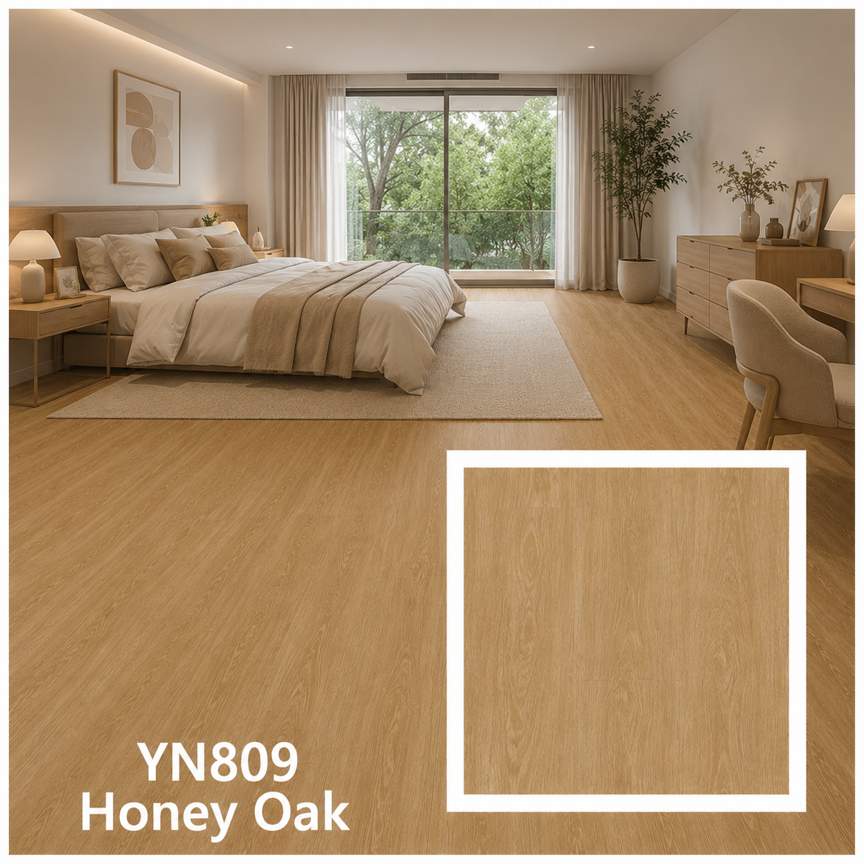 ไม้พื้น SPC หนา 4 มม. YN809 Honey Oak