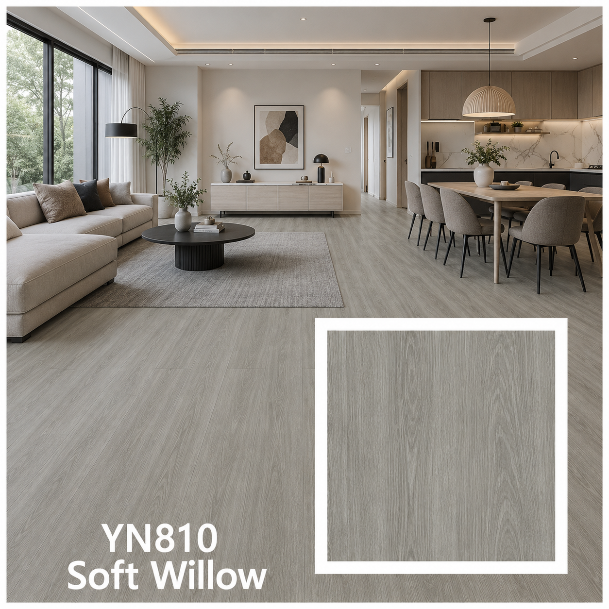 ไม้พื้น SPC หนา 4 มม. YN810 Soft Willow